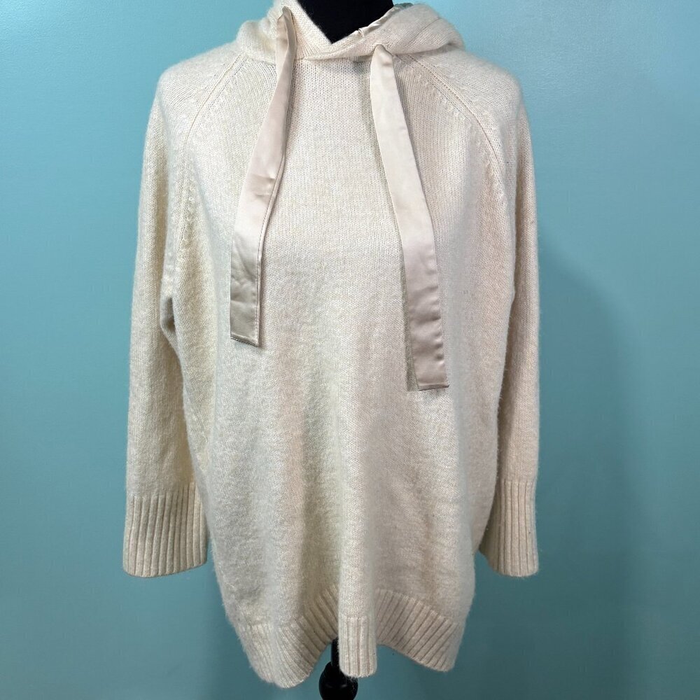 Express Cream Hoodie Sweatshirt Large Lot E